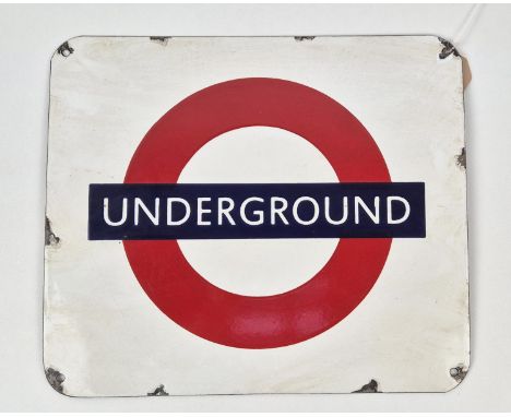 REPLICA UNDERGROUND ENAMEL SIGN, vintage style aged finish, 33cm H x 38cm.
