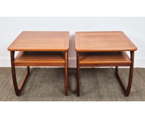 SIDE TABLES, a pair, teak, with under tier shelf, 51cm H x 51cm x 51cm. (2)