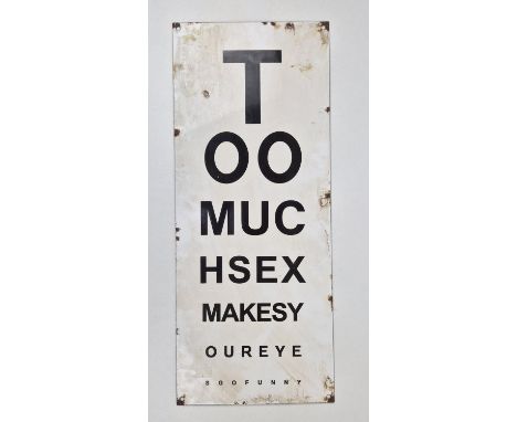 NOVELTY OPTICIANS ENAMEL SIGN, vintage style aged finish, 56cm H x 23cm.