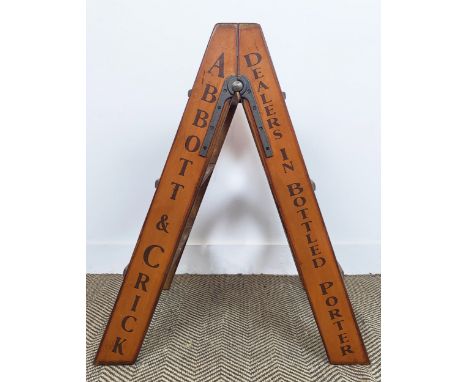 WOODEN STEP LADDER, with champagne decoration, 90cm H.