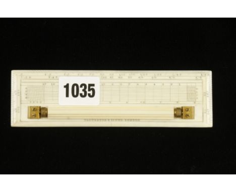 An unusual 6" ivory rolling scale rule by TROUGHTON & SIMMS London with brass fittings F 