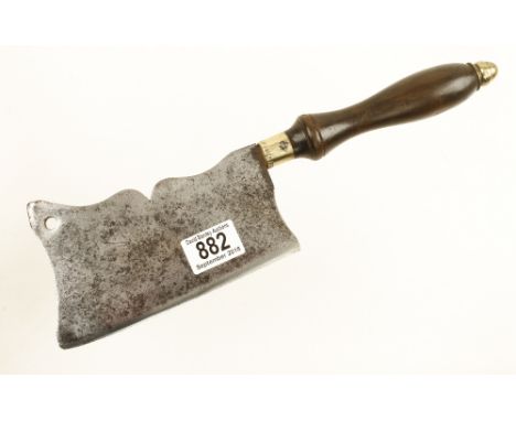 An attractive sugar axe with cupids bow decoration and brass fittings G+