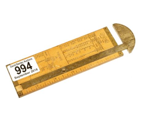 An unusually large boxwood and brass caliper rope gauge by SMALLWOOD No 106 dated 1961 with broad arrow G++