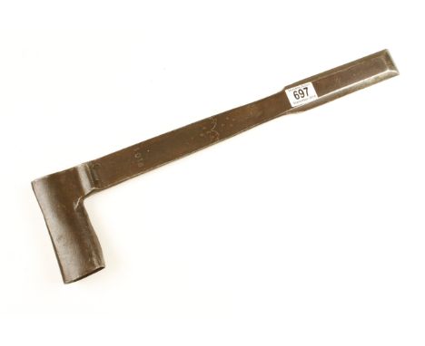 An 18c Austrian morticing axe with simple decoration and two touch marks 20" o/a G+
