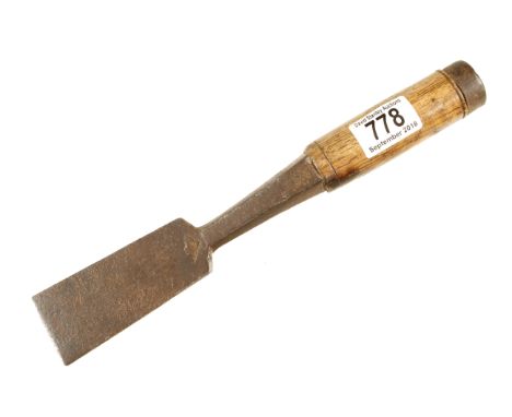 A rare 18c heavy duty 2" flared chisel with hexagonal socket by ROBERT MOORE (mark poor) G 