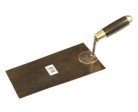 A French plasterer's trowel stamped BOUVAIS a Bordeaux both on the steel and the ebony and brass handle G++