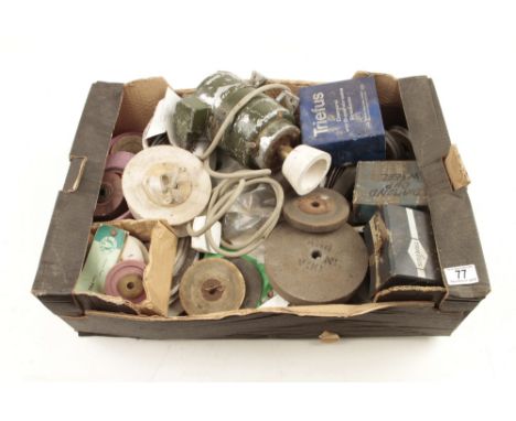 A bench grinder and quantity of grinding wheels G 