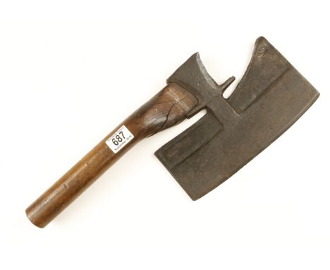 An unusual, early and little used Italian coopers R/H side axe with unclear makers mark, 10 1/2" edge G++