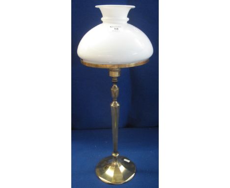 Brass table lamp with electrical fitting under white glass shade. (B.P. 24% incl. VAT) 