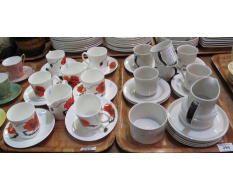 Fourteen piece Wedgwood bone china Susie Cooper design Corn Poppy coffee set, together with a twenty piece Royal Doulton Morn