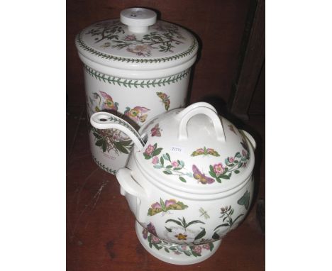 Portmeirion china baluster shaped botanic garden soup tureen with cover and ladle, together with a similar Portmeirion china 