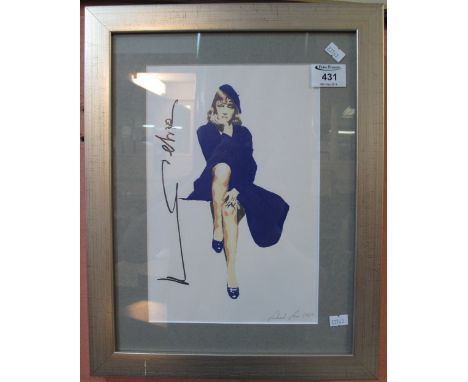 After Richard Rees, framed portrait with illegible signature, coloured print, signed in pencil, dated: 1980, framed and glaze