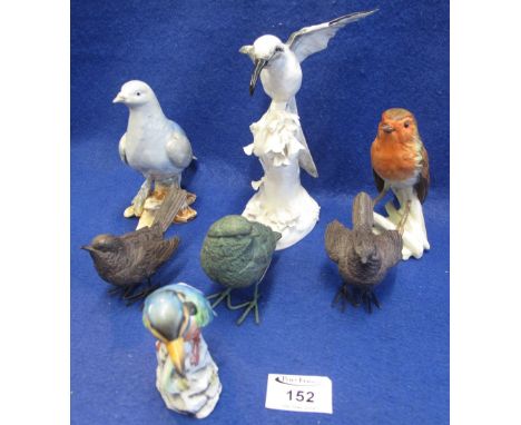 Collection of china birds to include: a Crown Staffordshire bee-eater, Hummel robin, kingfisher etc. (7)(B.P. 24% incl. VAT)