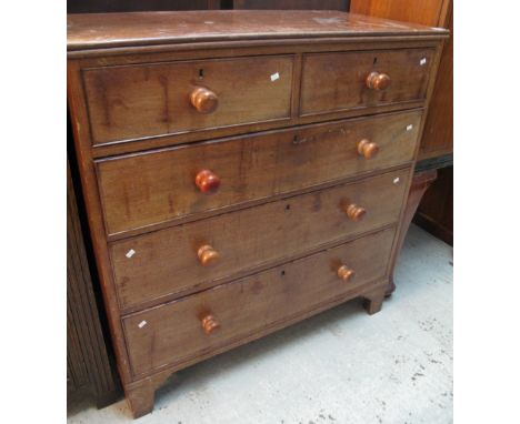 19th Century mahogany straight fronted chest of two short and three long drawers, on bracket feet.(B.P. 24% incl. VAT)