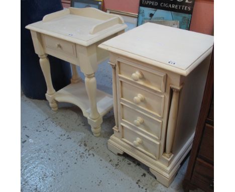 Narrow painted, straight fronted chest of four drawers on bracket feet, together with a similar, painted, single drawer washs