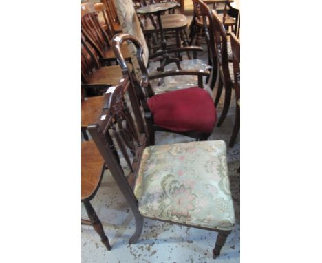 Collection of chairs to include: modern stained elm spindle back bar or kitchen stool, rosewood Victorian balloon back type c