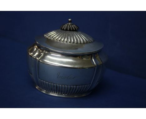 A Victorian silver oval tea caddy, by Henry Stratford, Sheffield 1899, 9cm, 138g all in