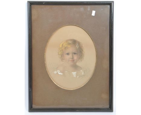 Arthur Remmington - A 19th century Victorian pastel portrait study to depict a three year old infant with blonde hair. Signed