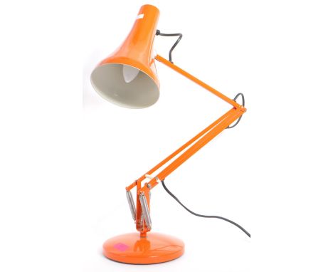 Anglepoise -&nbsp; Model 90 - A 20th century Industrial Model 90 orange anglepoise table lamp having conical shade over artic