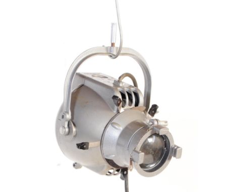 1950s British made Strand 23 profile spotlight - also known as the 'Baby Spot'. The light has a gray die-cast ventilated body