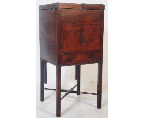 A 19th century George III mahogany shaving stand&nbsp; wash stand&nbsp; table with movable / sliding mirror. With hinged top 