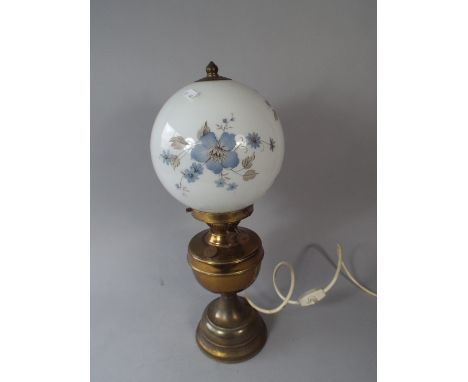 A Brass Table Lamp in The Form of A Victorian Oil Lamp. 