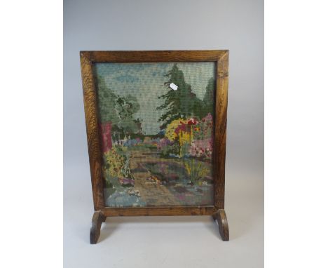 An Oak Framed Tapestry Fire Screen. 