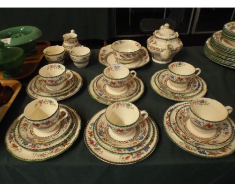 A Collection of Copeland Spode Chinese Rose Tea Wares to Include Six Trios, Six Side Plates, Cake Plate, Teapot Sugar Bowl an