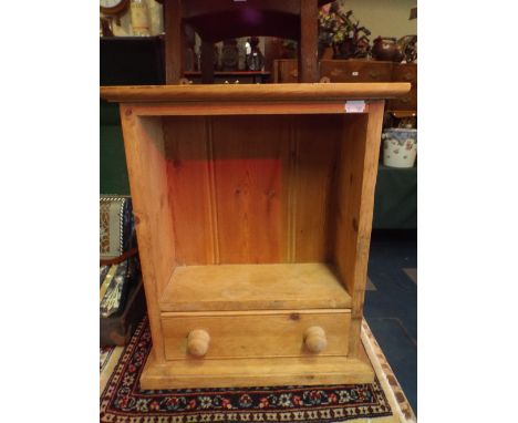 A Pine Wall Shelf with Base Drawer.