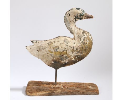A metal weather vane, modelled as a duck, 39cm long
