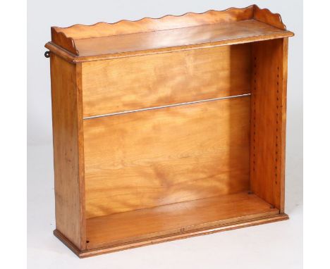 A Victorian satinwood open cabinet, the three quarter wavy gallery above an open front and adjustable shelf, 76cm wide, 23cm 