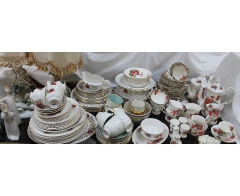 Lladro lamps, together with Lladro figures, Susie cooper part tea service, Royal Albert part tea service, other part sets etc