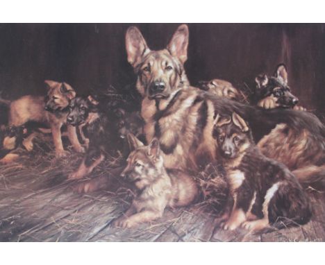 After Mick CaustonGerman Shepherd and pupsA Limited-edition print No.268Signed in pencil to the marginTogether with a collect