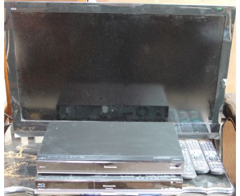 A Panasonic 32” LCD television together with a BLU-RAY disc recorder and a HDD recorder (Sold as seen, untested)