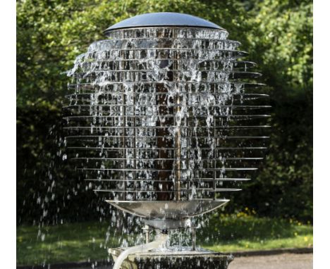 Water features/Fountains: David Harber, Ether, Stainless steel water feature,&nbsp;120cm high overall by 100cm diameter&nbsp;