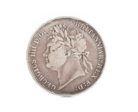 GEORGE IV 1821 CROWN, Laurel head, r. St. George, date in exergue, BP upper right