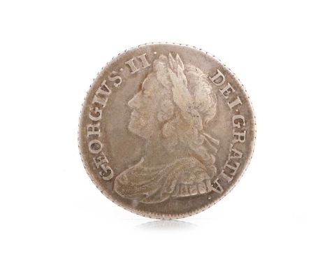 GEORGE II 1739 SHILLING, young laur. and dr bust, R roses in angles