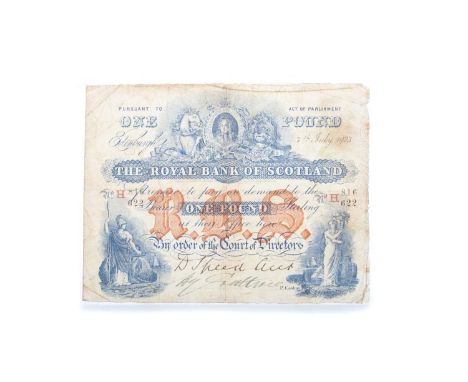 COLLECTION OF SCOTTISH BANKNOTES  including Royal Bank of Scotland one pound note dated 1923, with handwritten signatures, al