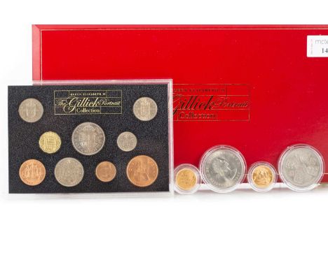 ELIZABETH II THE GILLICK PORTRAIT COLLECTION comprising 1957 and 1968 gold sovereigns, an uncirculated cased set from 1/4d to