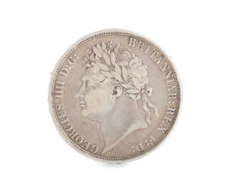 GEORGE IV 1821 CROWN, Laurel head, r. St. George, date in exergue, BP upper right