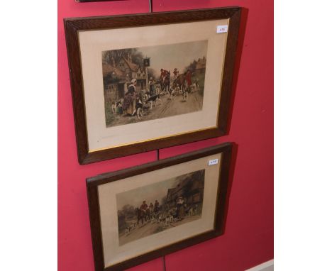 A pair of coloured hunting prints