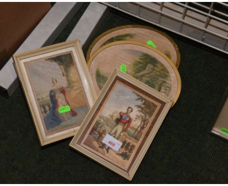 Two Portrait prints of Queen Victoria and Prince Albert, printed in oil colours by G. Baxter  framed, together with two small