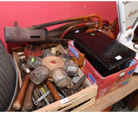 Two boxes of tools etc