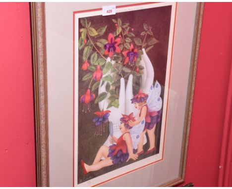 Beryl Cook, Fuchsia Fairies, signed limited edition print 567/650, published Alexander Gallery, Bristol, c. 1994, framed