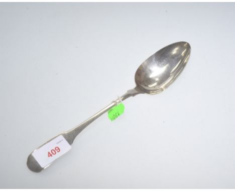 An Irish silver fiddle pattern table spoon, Dublin 1814, makers mark R. Sawyer, approx weight 3 troy ounce