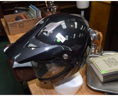 A motorcycle helmet