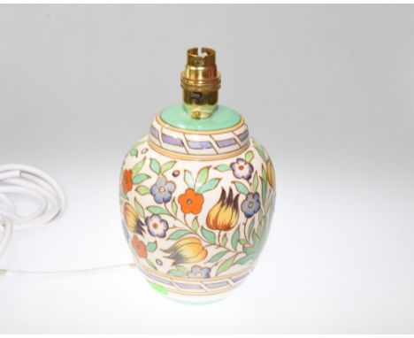 A Charlotte Rhead pottery table lamp. Height 20cm (including fitting)