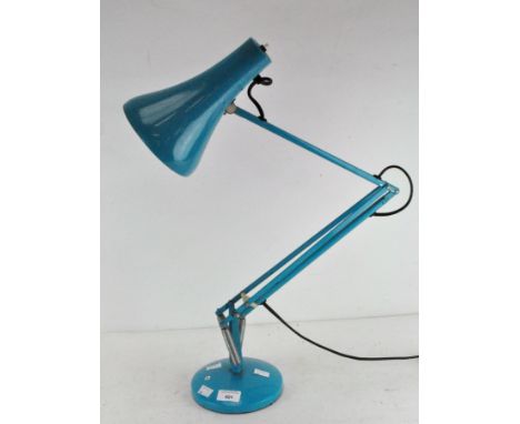 A vintage turquoise blue anglepoise desk lamp, total height circa 90cm