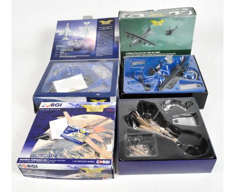 Three Corgi Aviation archive 1:72 scale model planes, comprising Lockheed Hercules MC-130P 64-14860, AA99176, a Panava Tornad