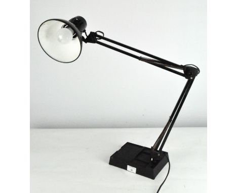 A vintage anglepoise style desk lamp, black painted frame with enamel shade, stamped to base G09210G